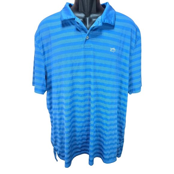 Southern Tide Mens Blue Breathable Vent Striped Polo XL - Picture 1 of 7